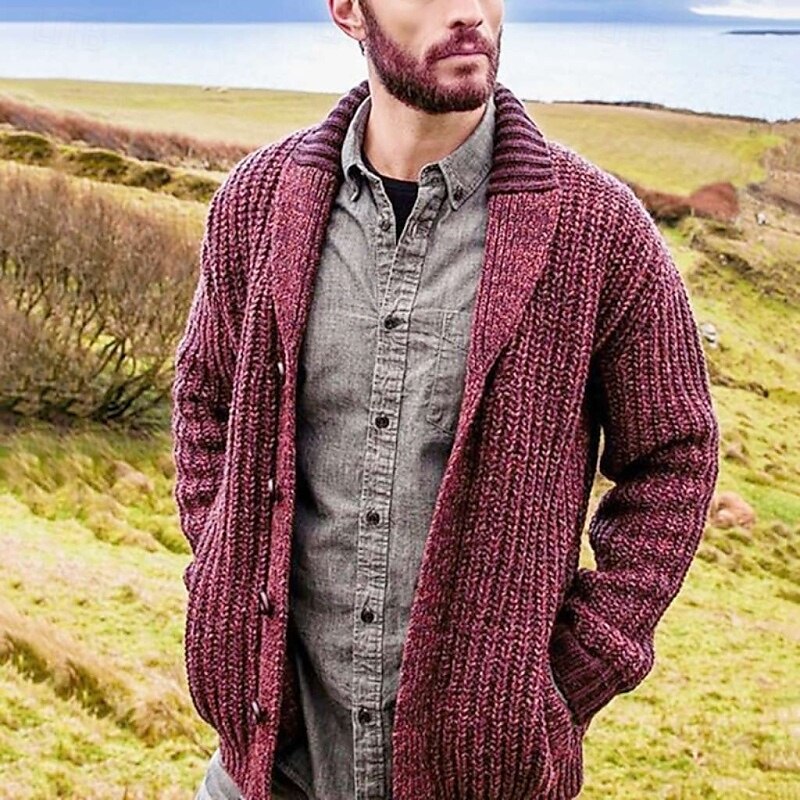 Per uomo Felpa Cardigan A Coste Maglia Top Regolari Cardigan con Bottoni Semplice Collo a scialle Vacanza Moda Casuale Abbigliamento quotidiano Abbigliamento Primavera & Autunno Marrone scuro del 2025 a $40.99 –P9