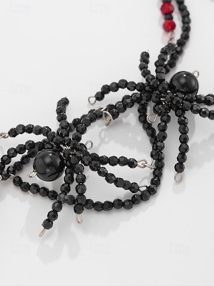 Conjunto de collar y pendientes de cuentas de araña de Halloween para mujer: joyería acrílica gótica de aleación negra y roja, accesorios de disfraz espeluznantes y adorables para fiestas y cosplay. 2025 - $18.99 –P5