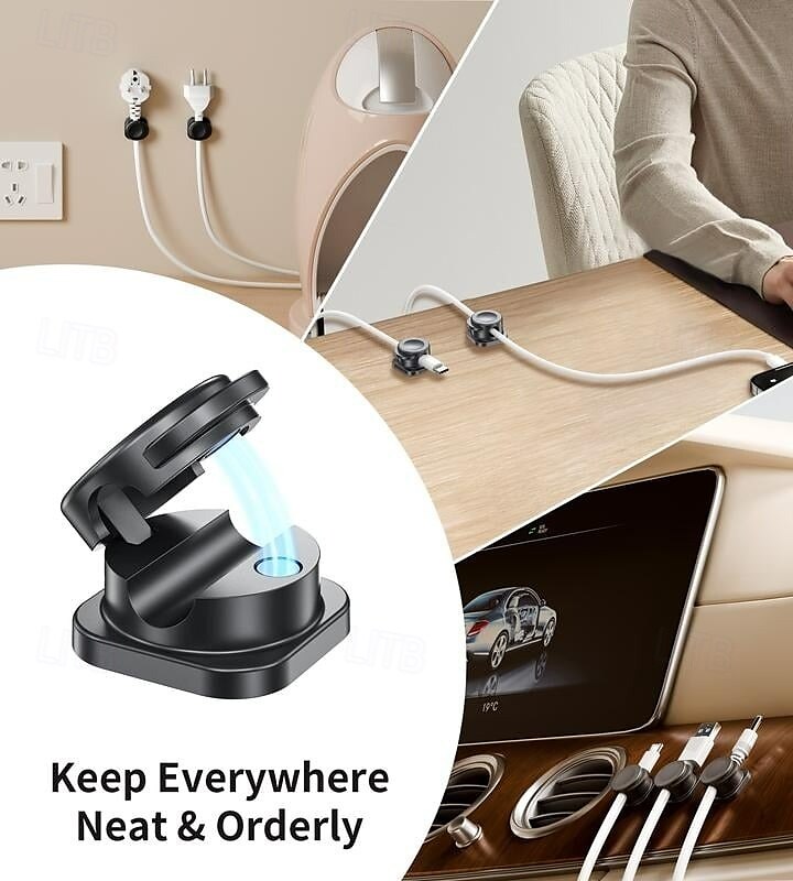 12 kpl magneettisia kaapelikiinnikkeitä työpöydän johdon järjestäjä auton johdonpidike latauskaapelin hallintapidikkeet usb-kuulokkeille puhelimen laturin pistokkeen johdonpidike 2025 - $9.49 –P9