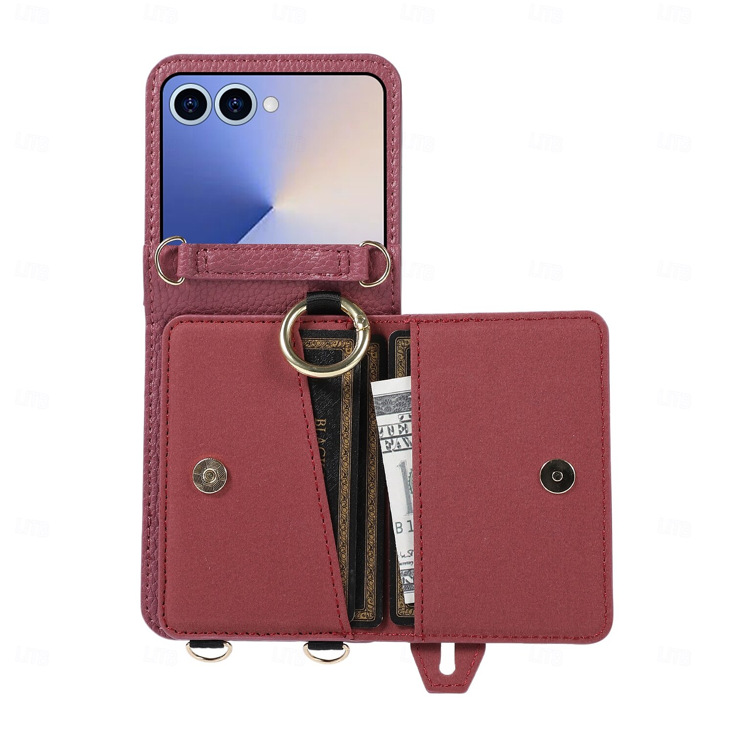 telefono Custodia Per Samsung Galaxy Z Flip 7 Z Flip 6 Z Flip 5 Z Flip 4 Copertura Posteriore con Cordino Cavalletto Slot per Carte Retrò TPU Pelle PU del 2025 a $24.99 –P3