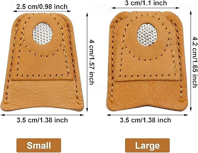 4 dedales de cuero para coser a mano, acolchado, protectores de dedos de cuero, alfileres, agujas, accesorios para manualidades de tejido, herramientas de costura DIY, 2 tamaños 2026 - $15.99 –P2