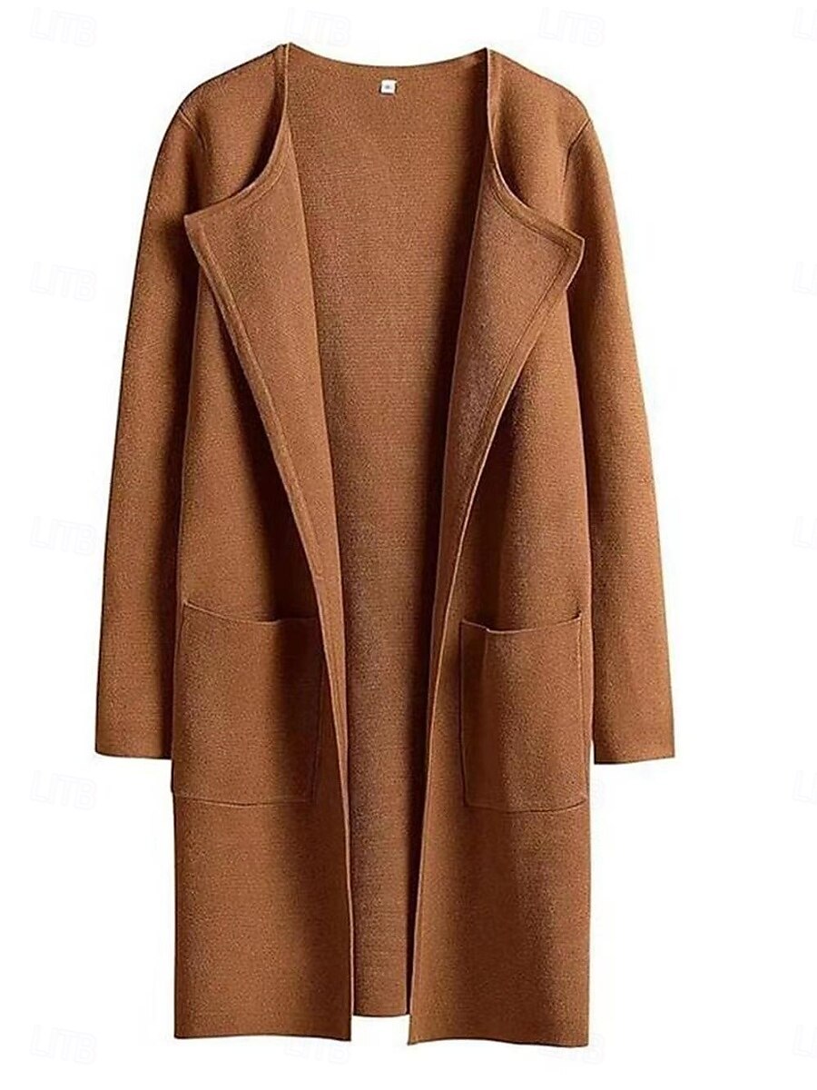 Femmes Trench Confortable Respirant Avec Poches Mode Quotidien Style OL Uni Extérieur Vacances Occasionnel Simple Boutonnage Long Revers Coupe régulière manche longue Vêtements d'extérieur Marron de 2025 ? $27.99 –P2