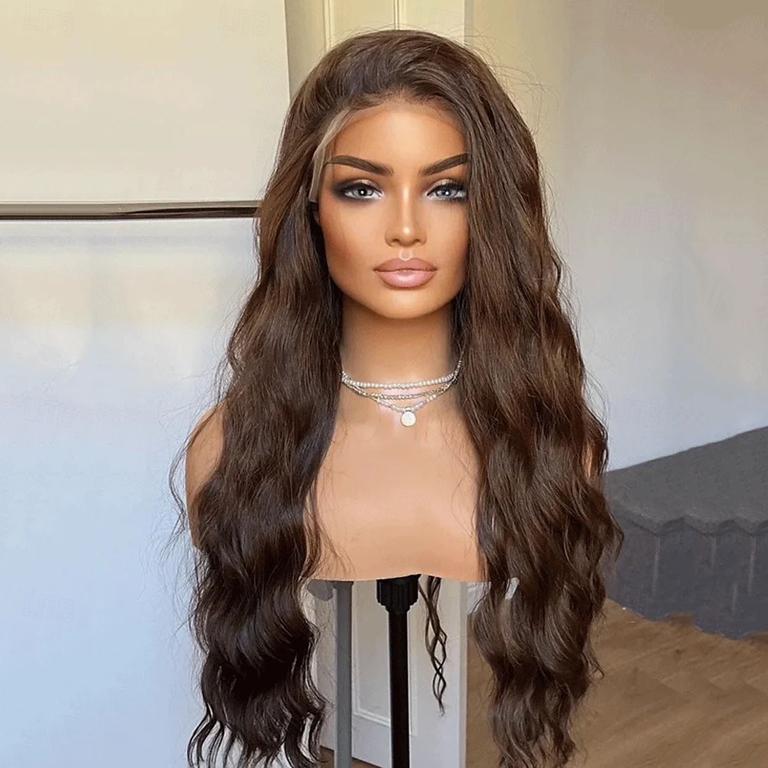Perruque Cheveux vierges non transformés 5x5 Fermeture dentelle frontale 13x4 Cheveux Brésiliens Vague Naturelle Marron Partie libre Femmes Densité 130% 150% we say baby hair 100% Vierge Sans Colle de 2025 ? $252.39 –P1