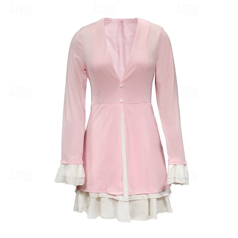Női Mini ruha Blézer ruha Peplum ruhák Divat Modern Szabadtéri Vakáció Szabadság Normál Színes Hosszú ujj V-alakú Fekete Arcpír rózsaszín Ősz 2025 - $26.99 –P4