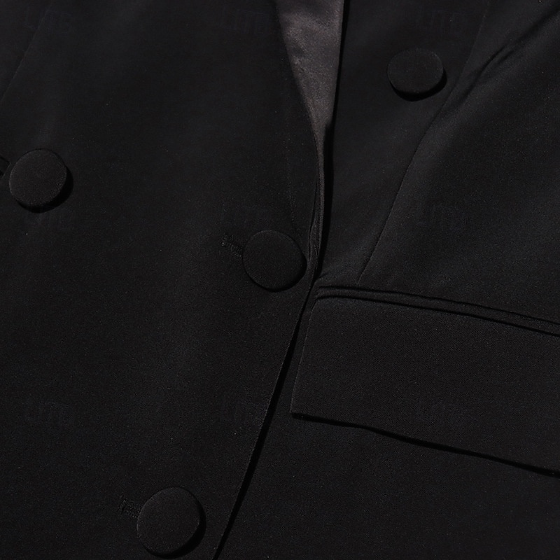Dvouřadé sako na míru s křišťály, pouzdrové / sloupkové šaty ve smokingu, večerní šaty ve stylu couture, elegantní šaty pro formální večírek, krátké / mini šaty s dlouhým rukávem, saténové šaty s 2025 - $135.99 –P5