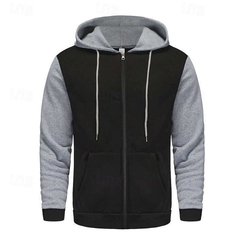 Per uomo Felpa con cappuccio Felpa con cappuccio a zip intera Felpa con cappuccio in pile Rosso Verde scuro Grigio chiaro Grigio scuro Caffè Con Cappuccio Semplice Patchwork Blocco di colore Sport del 2025 a $25.99 –P1