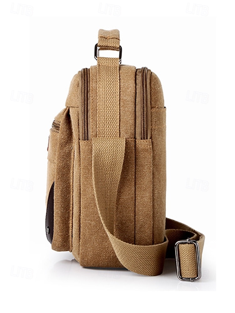 Borsa a tracolla da uomo in tela resistente all'acqua con design antigraffio, borsa a tracolla casual in stile vintage per esterni, viaggi e uso quotidiano del 2025 a $18.99 –P7