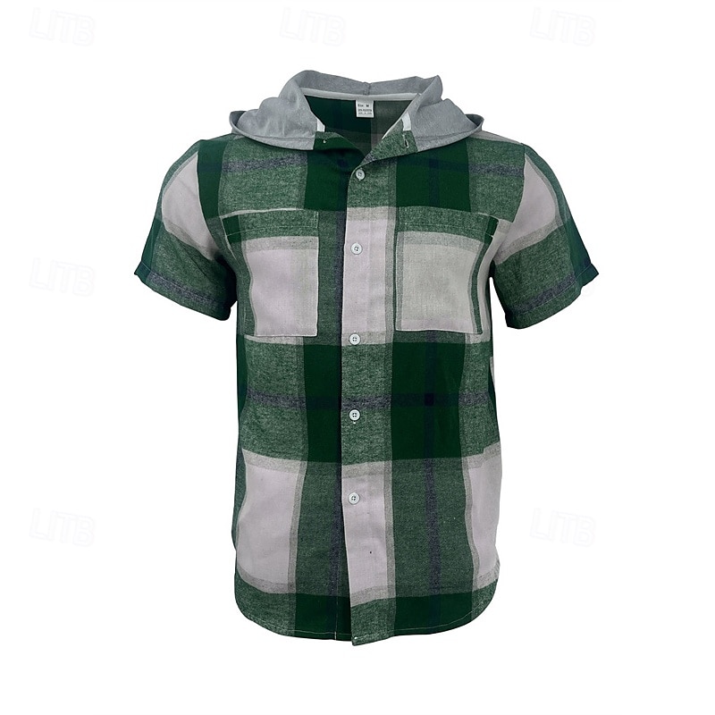 Per uomo Camicia Camicia Estiva Camicia casual Camicia da Spiaggia Camicia con Bottoni Rosso Blu Marrone Verde Manica Corta Plaid Con Cappuccio Vacanza Camicia hawaiana Tasca Abbigliamento Poliestere del 2025 a $20.99 –P8