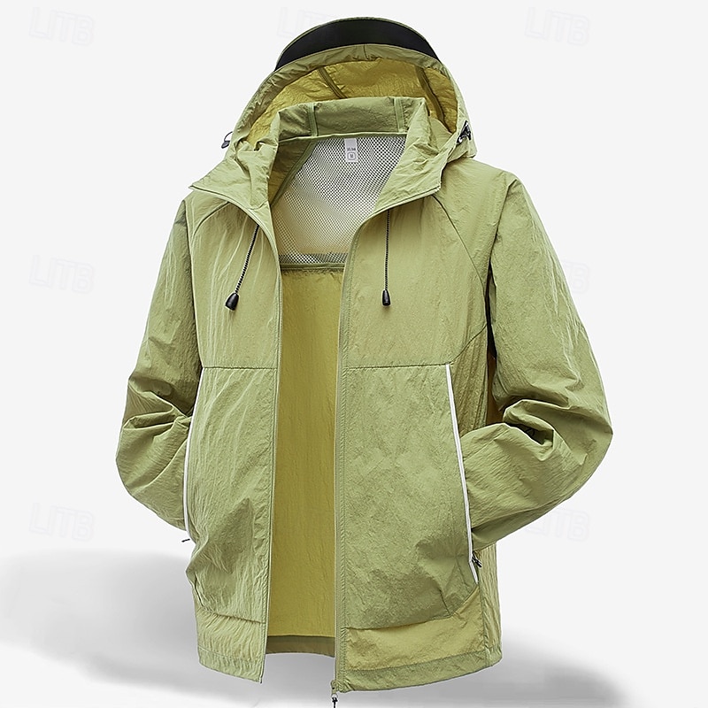 Herren Leichte Jacke Outdoorjacke Hautjacke Freizeitjacke Urlaub Täglich UPF50+ Windjacke Tasche Sommer Frühling Einfach Mode Klassisch Mit Kapuze Regulär Schwarz Elfenbein Hellgrün Orange Grün Jacken 2026 - $34.99 –P2