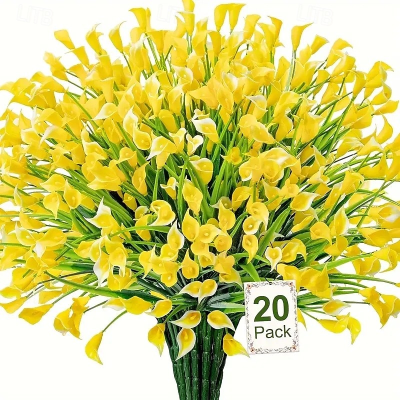 Confezione da 20 gigli artificiali Kara da esterno, fiori finti in plastica con protezione UV per giardino, veranda, cortile, ufficio, cornice di finestre, scrivania e decorazione per la casa – del 2025 a $27.99 –P4