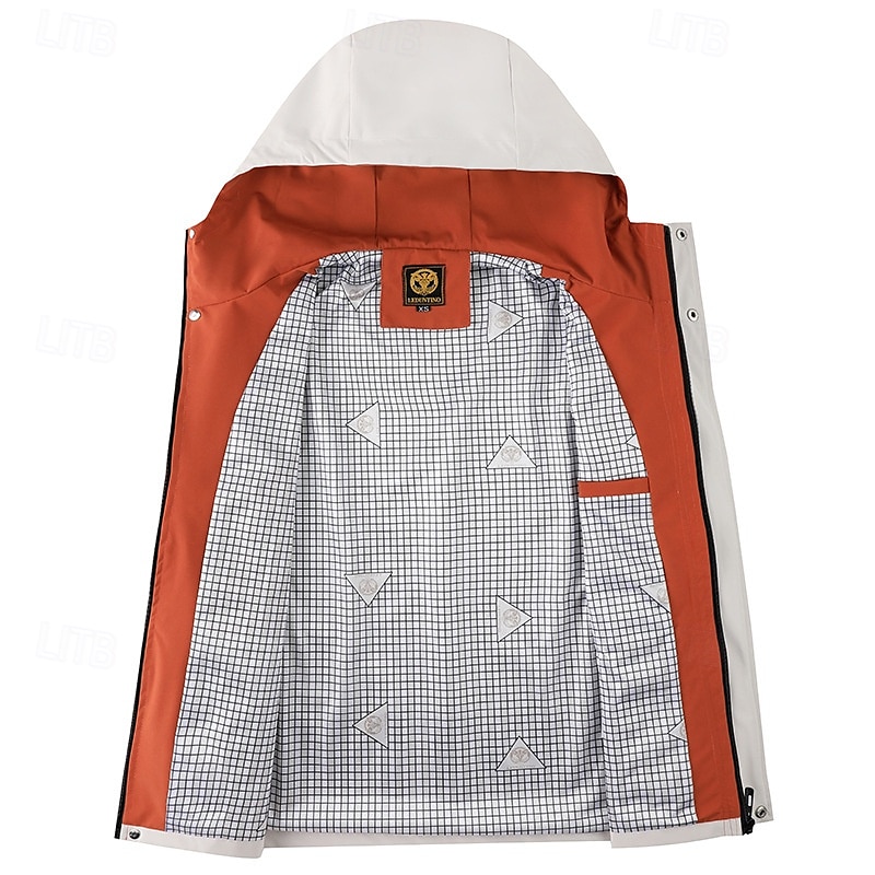 Herren Outdoorjacke Freizeitjacke Urlaub Täglich Winddicht Warm Tasche Herbst Winter Farbblock Buchstabe Mode Klassisch Mit Kapuze Regulär Weiß Dunkelgray Jacken 2025 - $58.99 –P5