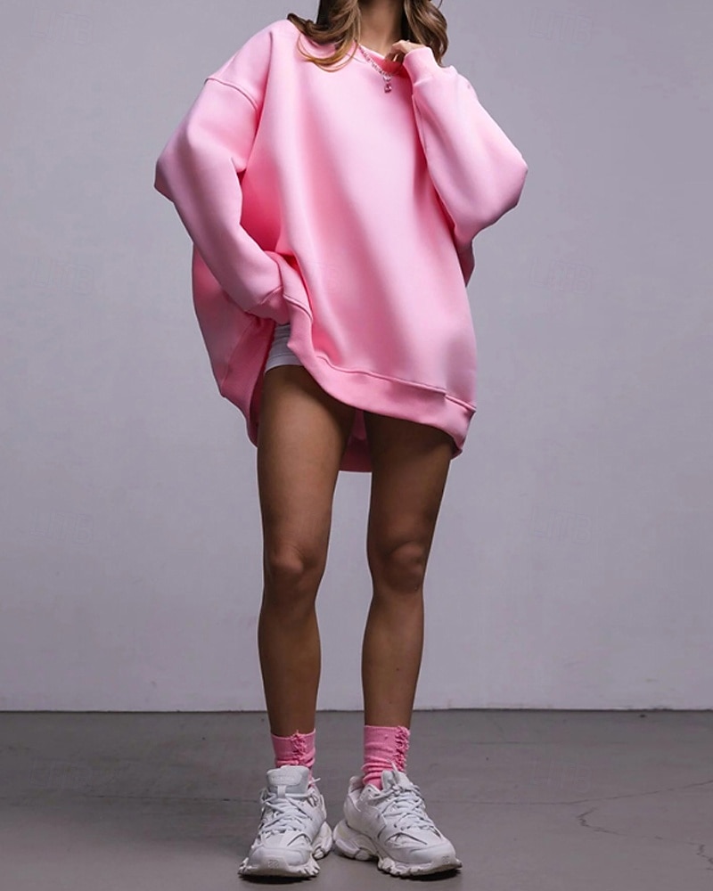 Dámské Svetrová mikina Mikiny Bez vzoru Šik ven Na běžné nošení Dlouhý rukáv Tričkový Běžné topy ulice Dovolená Jdeme ven Bílá Světlá růžová Světle šedá Podzim Zima 2026 - $51.99 –P10