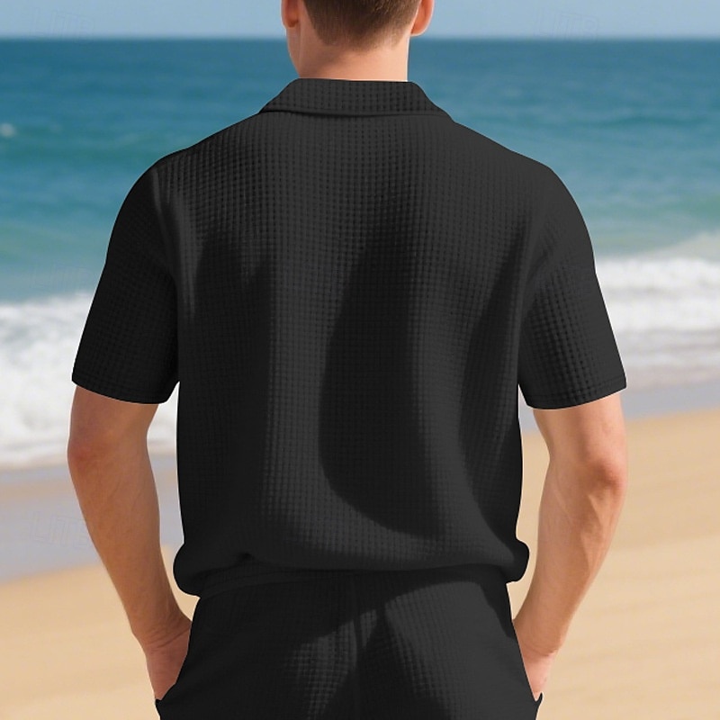 Men's Golf Shirt Golf Polos Shirts Work Casual Lapel Short Sleeve Basic Modern Plain Jacquard Summer Regular Fit Black White Red Royal Blue Khaki Light Grey Golf Shirt 2025 - $16.49 –P14