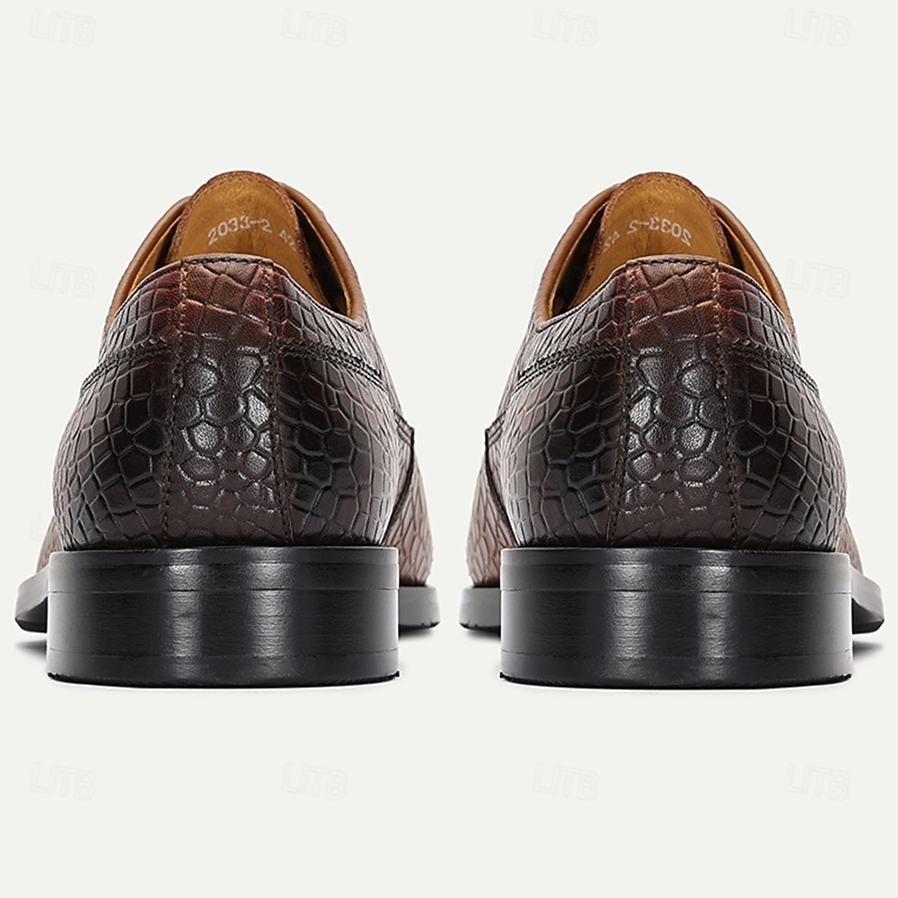 Oxford-Schuhe aus echtem Leder mit Krokodilprägung für Herren – eleganter Schnürschuh für modebewusste Männer, Hochzeitsempfänge und geschäftliche Veranstaltungen 2025 - $84.99 –P5