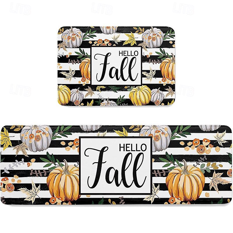halloween &Thanksgiving sklisikker kjøkkenmatte - flekkbestandig krystallfløyelsteppe til badet &døråpning 2025 - $42.99 –P8