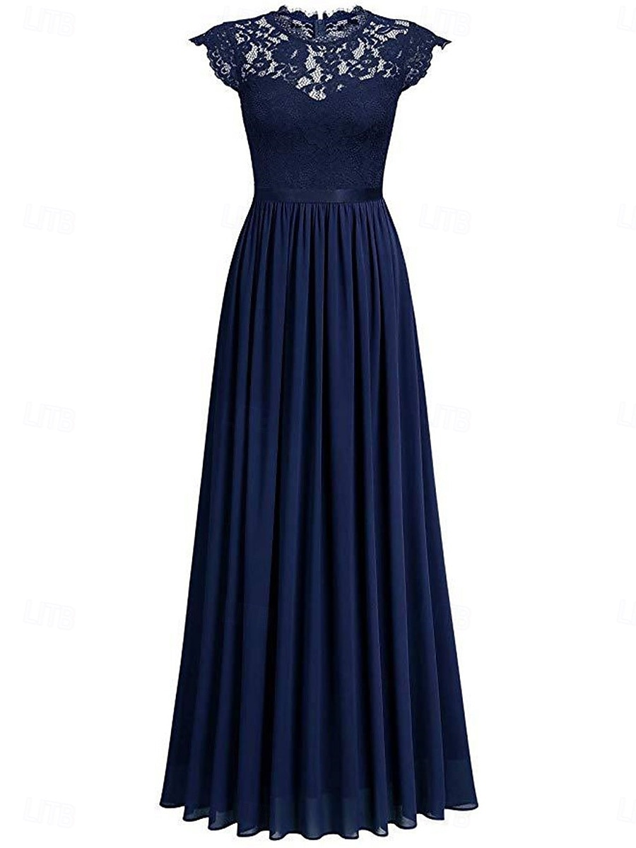 Pentru femei Rochie Lunga Rochie Maxi Rochie de dantela Rochie de Cocktail Rochie pentru invitata de nunta Șifon Elegant Modă Modern În aer liber Petrecere cu cocktail Fit regulat Simplu Manșon scurt 2025 - $27.99 –P16