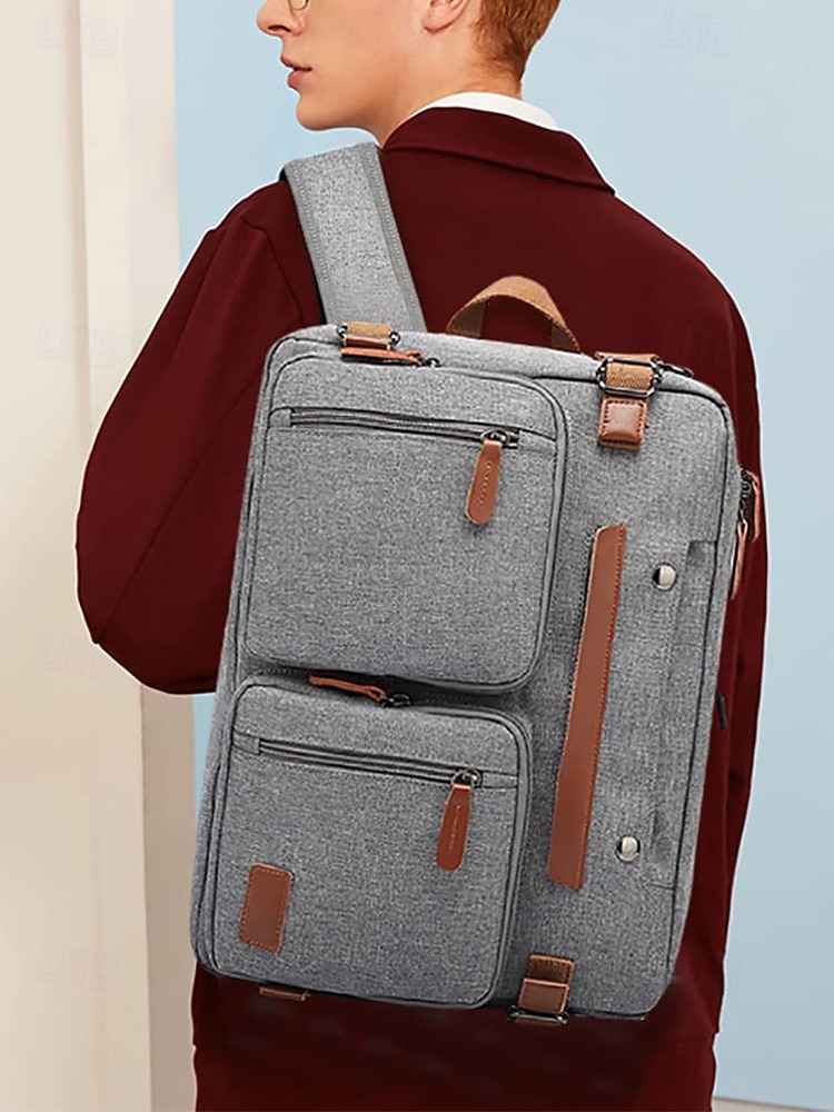 Vanntett multifunksjonell laptop-ryggsekk for menn - forretningsreiseveske i vintage-stil, skulderveske med justerbar stropp, med trillekoffert, perfekt for jobb, høyskole og korte reiser 2026 - $69.99 –P1