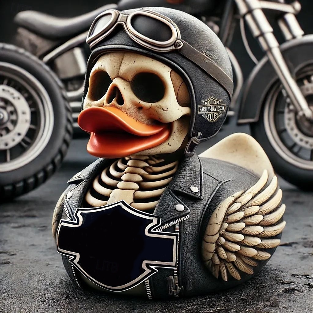 פסלון ברווז שלד ליל כל הקדושים פסל ברווז שרף, פסל ברווז גולגולת אופנוען, קישוט ברווז אופנוע גותי לבית או למסיבה 2026 - $17.99 –P2