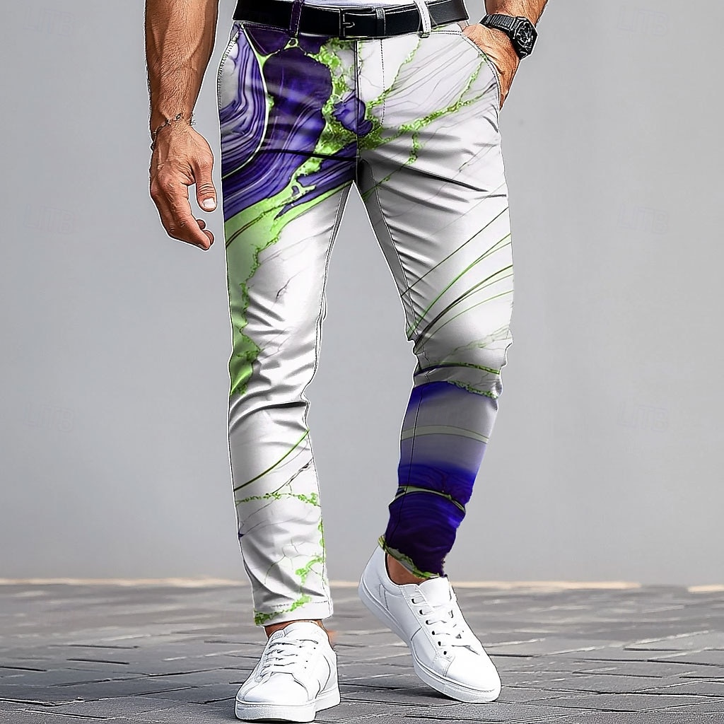 Bărbați Costume Pantaloni Pantaloni de costum Pantaloni slim fit cu buzunare Geometric Marmură Artă abstractă Lungime totală În aer liber Zilnic Concediu Casual Roșu Vin Albastru piscină Micro-elastic 2026 - $29.99 –P4
