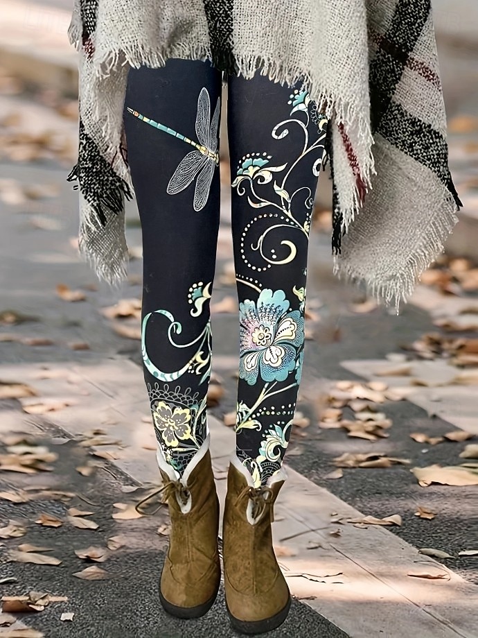 Mulheres Leggings Férias Vintage Estilo Étnico Mimolet Cintura Alta Floral Gráfico Pássaro Impressão 3D Secagem Rápida Respirabilidade Macio Com Stretch Diário Casa Ao ar livre Bronzeado Preto Outono de 2026 por $21.99 –P1