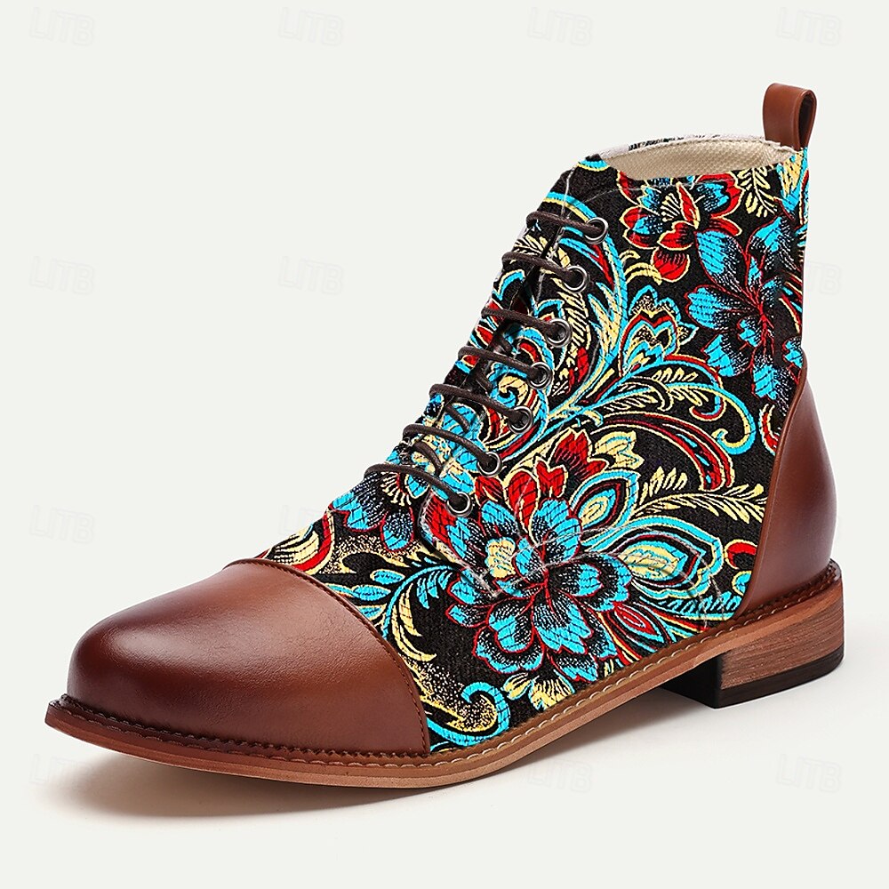 Per uomo Stivali Camminata Pelle PU Tessuto jacquard Confortevole Antiscivolo Traspirante Stivaletti Allacciatura Marrone Autunno Inverno del 2025 a $54.99 –P1