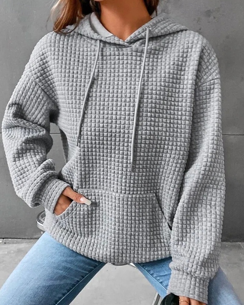Dame Pullover hettegenser-genser عادي Gatemote Fritid Langermet Med hette Vanlige topper Ferie Ut på byen Lomme Svart Hvit Grå Høst Vinter 2025 - $23.99 –P2