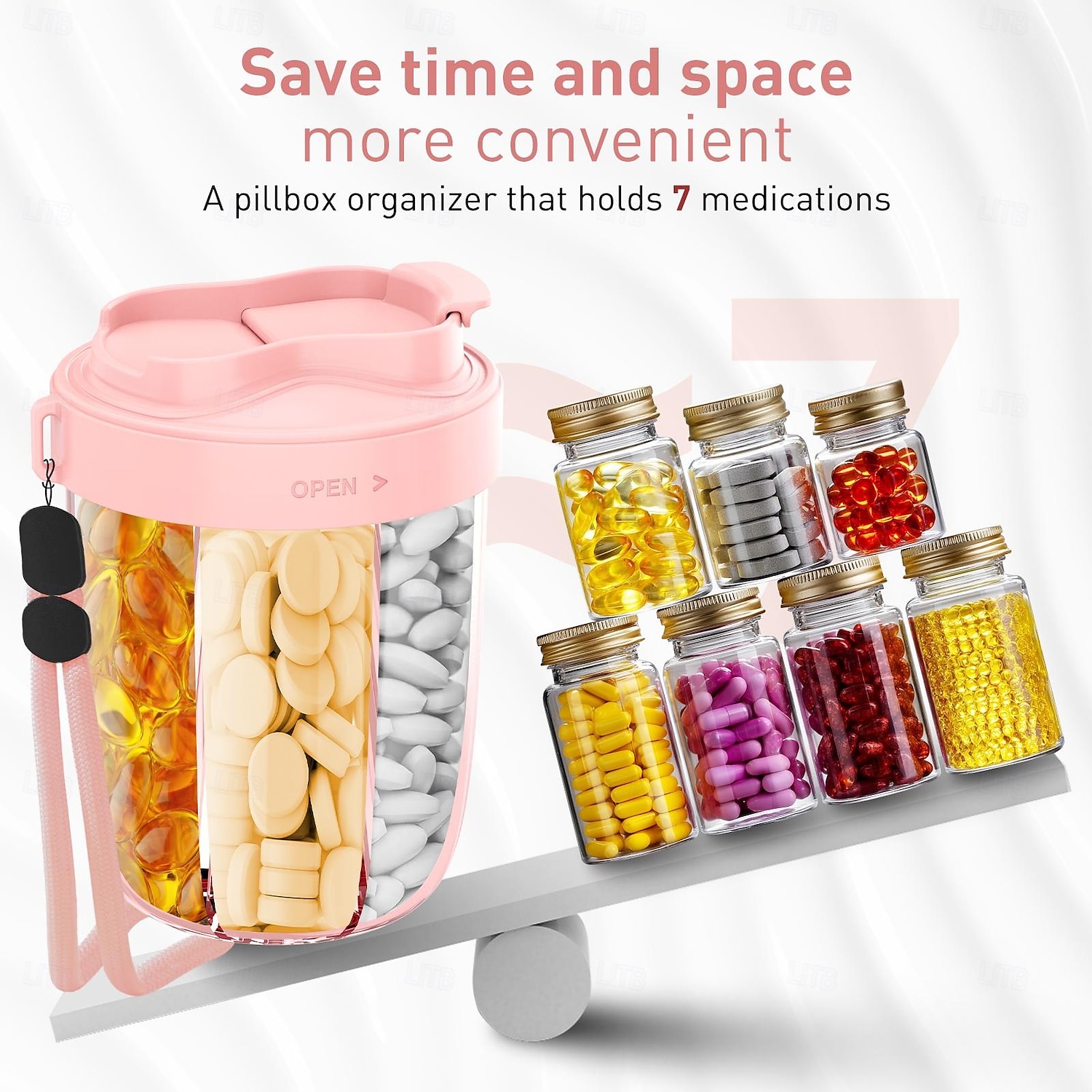 7 Fächer, große Kapazität, Pillenbehälter, Aufbewahrungstabletten, Vitamine, Medikamente, Fischöle, tragbarer Reisehalter, Medikamentenspenderbox 2025 - $21.99 –P4
