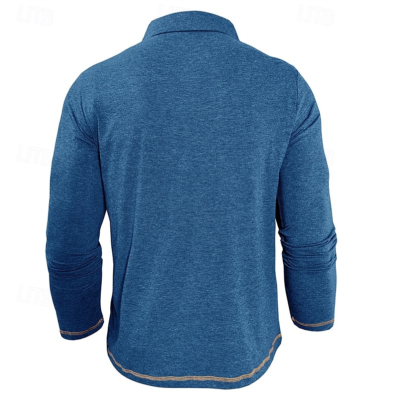 Herren Golfshirt Golf Poloshirts Arbeit Lässig Revers Langarm Basic Modern Farbblock Patchwork Knöpfe Frühling Herbst Normale Passform Aprikose Marineblau Blau Grün Hellgrau Dunkelgray Golfshirt 2025 - $25.99 –P14