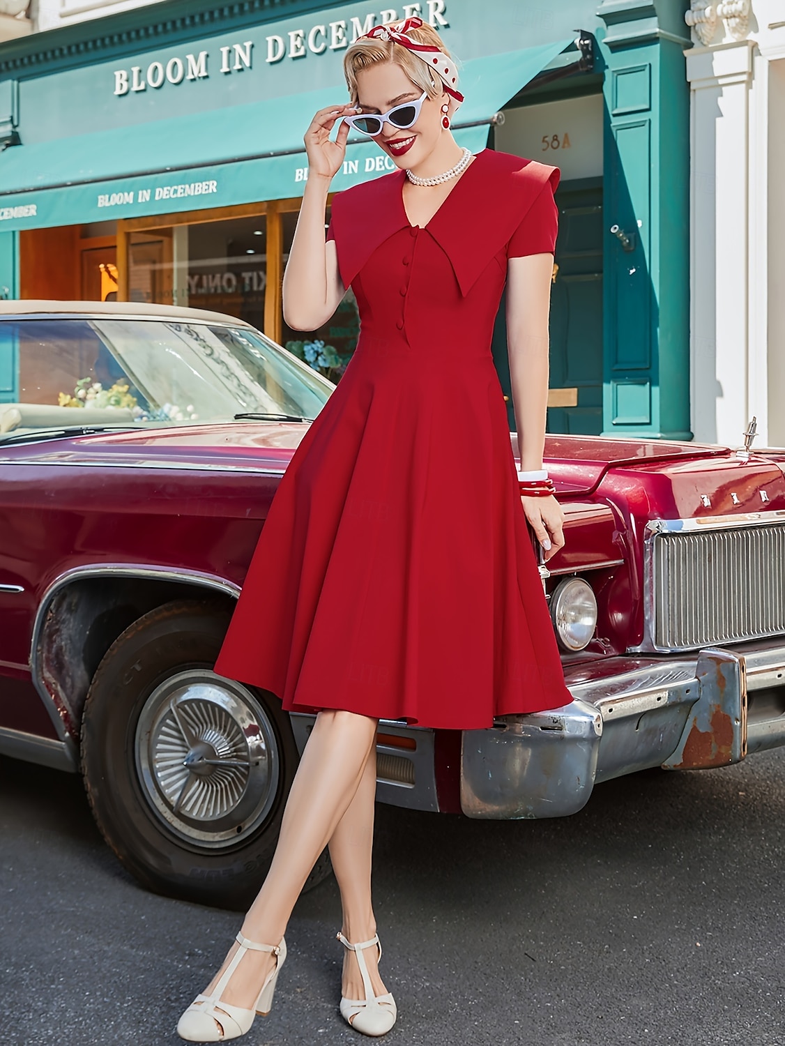 Retro 50. léta Rockabilly Polední Šaty Šaty na šaty Rozevláté Do V Maškarní kostým Dámské předvečer Všech svatých Karneval Valentýna Čajový dýchánek Retro tematická párty Dospělé Šaty Léto 2025 - $25.99 –P10