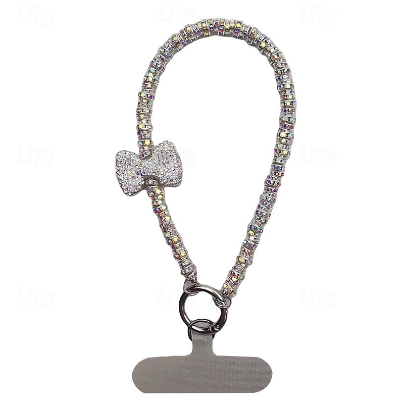 New Fashion Women's Full Diamond Light Luxury Bow Clip Diamond Ring Phone Chain Wrist Hanging Chain Phone Rope Short 2026 - $7.99 –P3