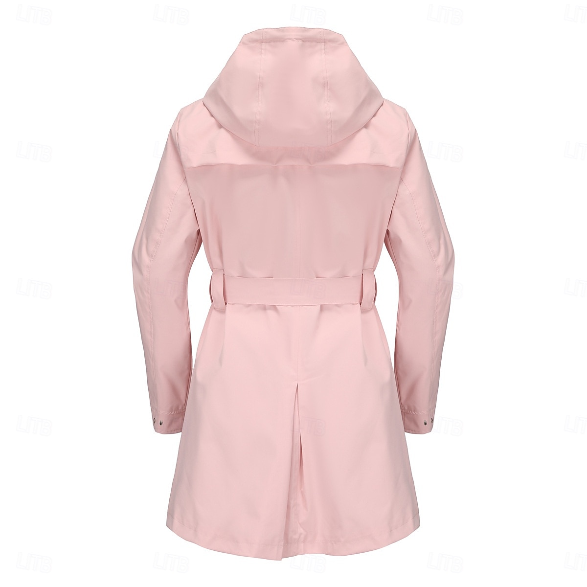 Women's Coat Waterproof Comfortable Pocket Buttons Fashion Street Style Plain Outdoor Casual Daily Long Hooded Regular Fit Long Sleeve Outerwear Black White Pink Spring Fall 2025 - $43.99 –P12