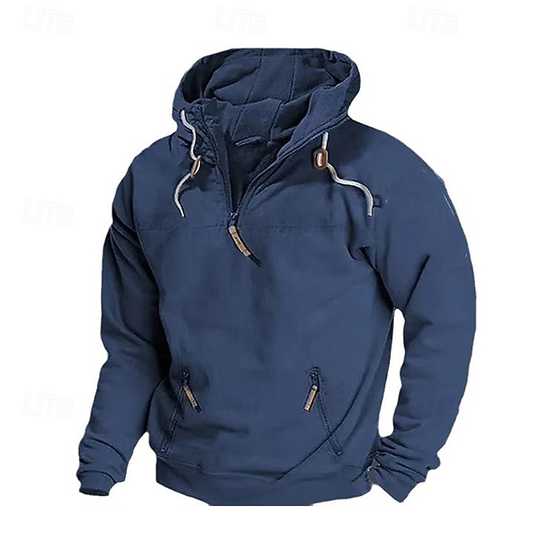 Męskie Bluza z Kapturem Bluza z kapturem na zamek błyskawiczny Taktyczna bluza z kapturem Czarny Zieleń wojskowa Granatowy Żółtobrązowy Kaptur Równina Kieszeń Quarter Zip Sport i turystyka Codzienny 2026 - $24.99 –P2