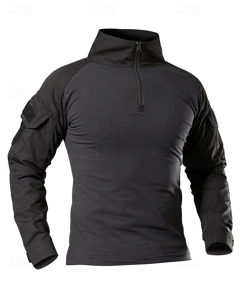 Per uomo Felpa con mezza zip Felpa militare Manica Lunga Collo alla coreana Top Esterno Traspirante Misto Cotone Mimetico Grigio scuro pitone nero Nero Viaggio Corsa del 2025 a $25.99 –P13