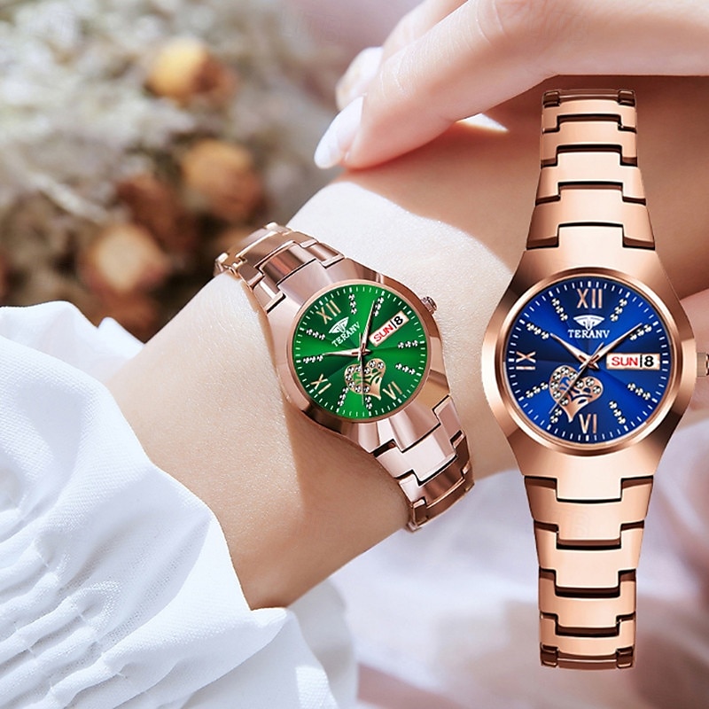 1 stuk nieuwe modieuze en trendy kalender datumweergave dames quartz horloge IPX7 waterbestendig lichtgevende legering band eenvoudig maar luxe casual leven reizen sport dames zakelijk polshorloge 2025 - $19.99 –P10