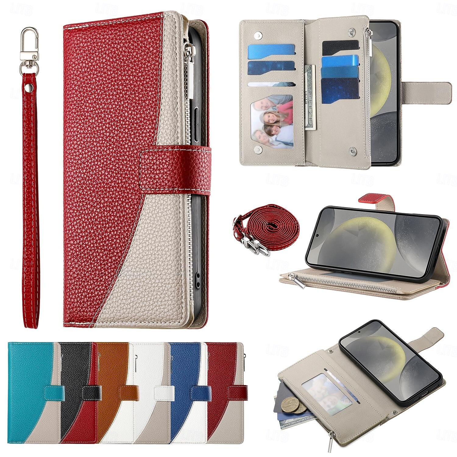 telefone Capinha Para Samsung Galaxy S25 S25 Mais S25 Ultra S24 Ultra S24 Plus S24 S24 Ultra Plus A55 A35 A25 A15 5G Capa para Cartão Wallet Suporte para Alianças Proteção de corpo inteiro com cordão de 2025 por $18.99 –P1
