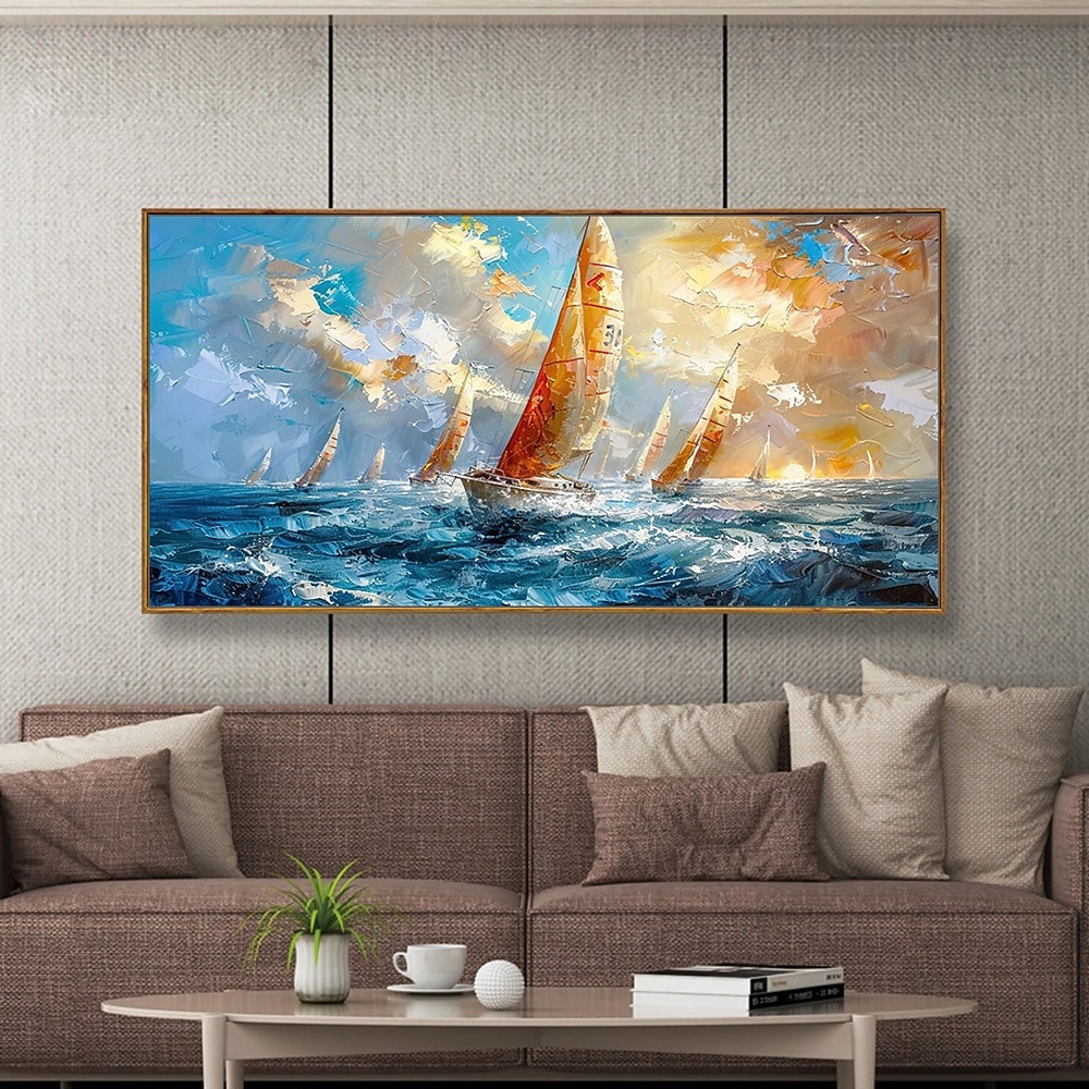 Mintura handgemaakte abstracte bost olieverfschilderijen op canvas wanddecoratie moderne scheepslandschap foto voor huisdecoratie opgerolde lijstloze ongespannen schilderij 2026 - $77.99 –P5