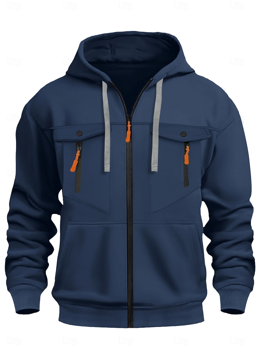 Homme Sweat à capuche zippé intégral Sweat à capuche zippé Sweat à capuche tactique Noir Vert Véronèse bleu marine Kaki Gris Claire À capuche Uni Multi-poches Poches zippées Sport & Loisir Quotidien de 2025 ? $23.99 –P6