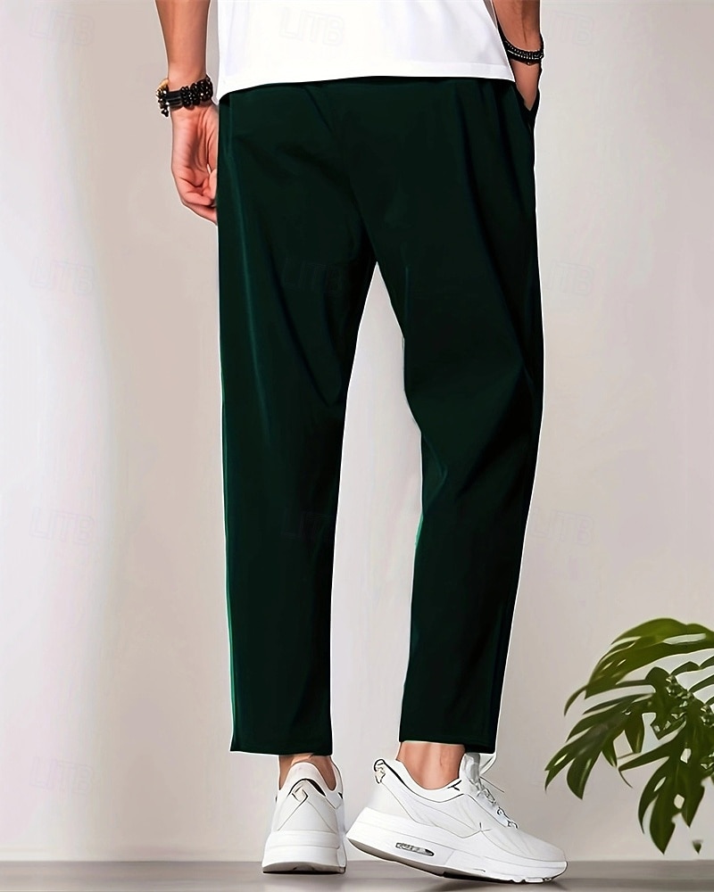 Herre Mager Bukser Uformelle bukser Lomme Elastisk midje Snorer عادي Komfort Ankel-lengde Sport & Utendørs Daglig Mote Fritid Svart Navyblå Mikroelastisk 2026 - $18.99 –P11