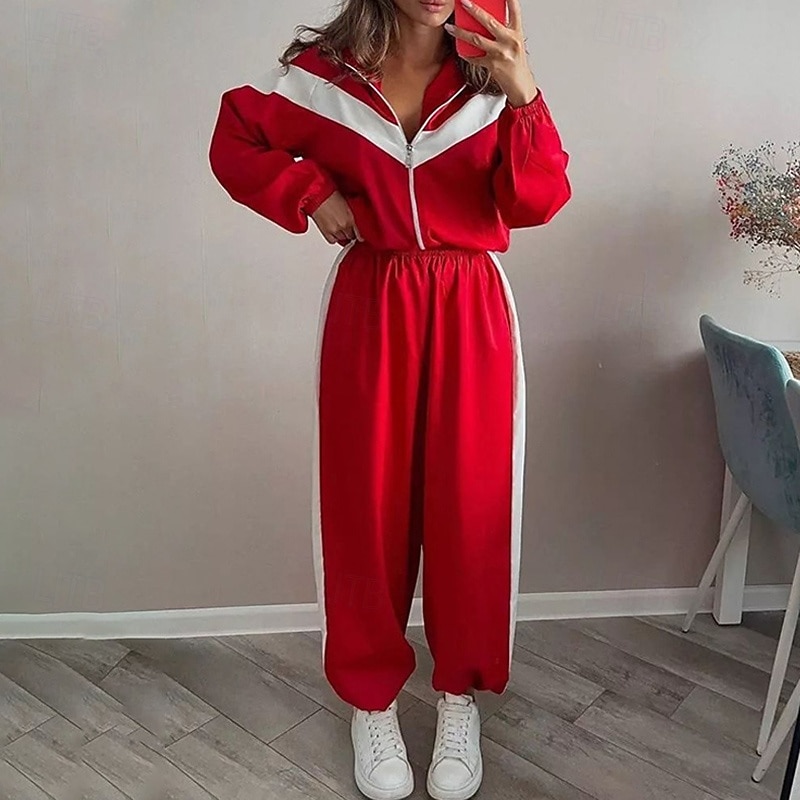 نسائي بدلة رياضية بنطلونات بنطلون رياضي رباط جيب ألوان متناوبة أطقم ملابس رياضية الربيع أسود أحمر الصالة الرياضية تدريب ركض خصر عالي ضد الهواء خفة الوزن رطوبة فتل كم طويل رياضة ألبسة رياضية مرن نسبياً 2026 - $47.99 –P5