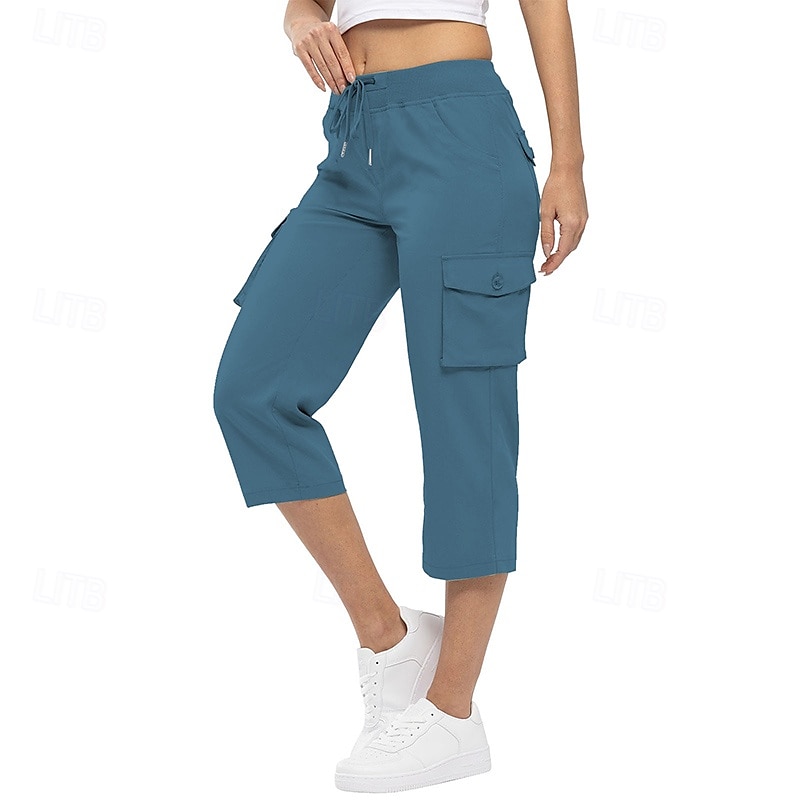 Women's Cargo Pants Hiking Pants Trousers Outdoor Regular Fit Breathable Bottoms Pocket Drawstring Black White Cotton Camping / Hiking Running S M L XL XXL 2025 - AU $39.69 –P3
