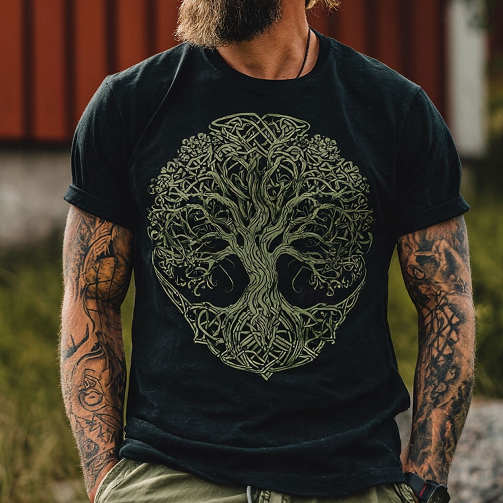 Herren 3D Kelten Baum des Lebens T Shirt Kurzarm T-Shirt 3D-Druck Rundhalsausschnitt Hemd Mode Vikinger Designer Lässig Täglich Party Blau Grün Armeegrün Sommer Frühling Bekleidung S M L XL XXL XXXL 2026 - $19.49 –P3