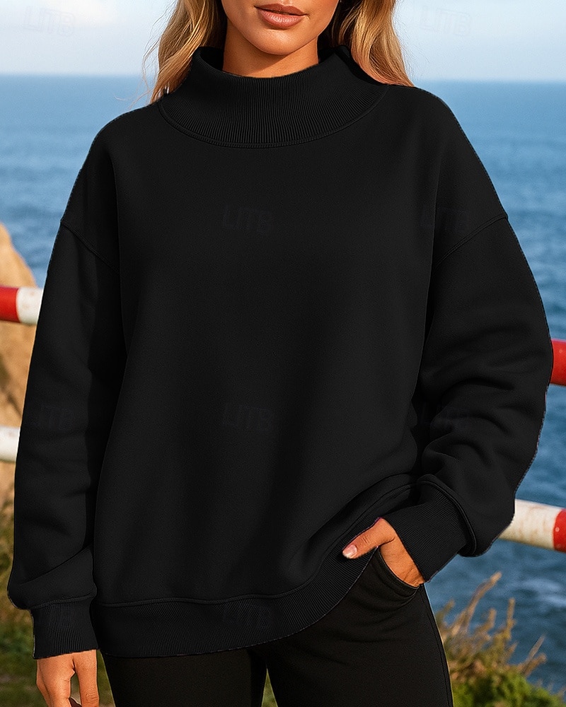 Per donna Felpa in pile Felpa pullover Manica Lunga Top Athleisure Tinta unita Calore Termico Antivento Escursionismo Allenamento Corsa abbigliamento sportivo Abbigliamento sportivo Nero Bianco Rosa del 2025 a $17.99 –P9