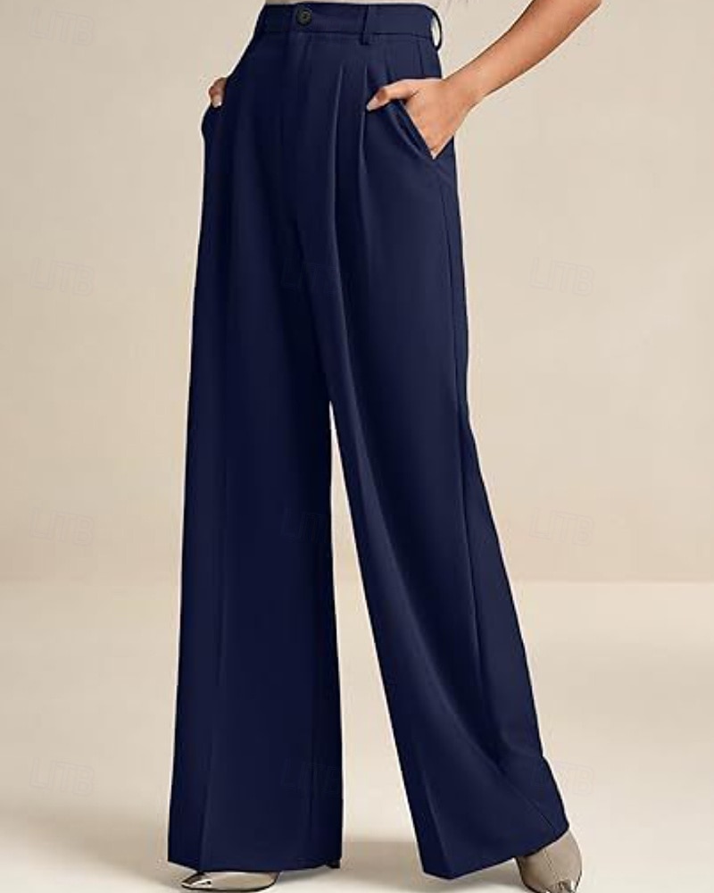 Dam Brett skaft Byxor Streetwear Ledigt Fullängd Naturlig Slät Elastisk midja Bekväm Gata Helgdag Dagliga kläder Aprikos Grå Svart Vit Höst Normal 2026 - $32.99 –P19