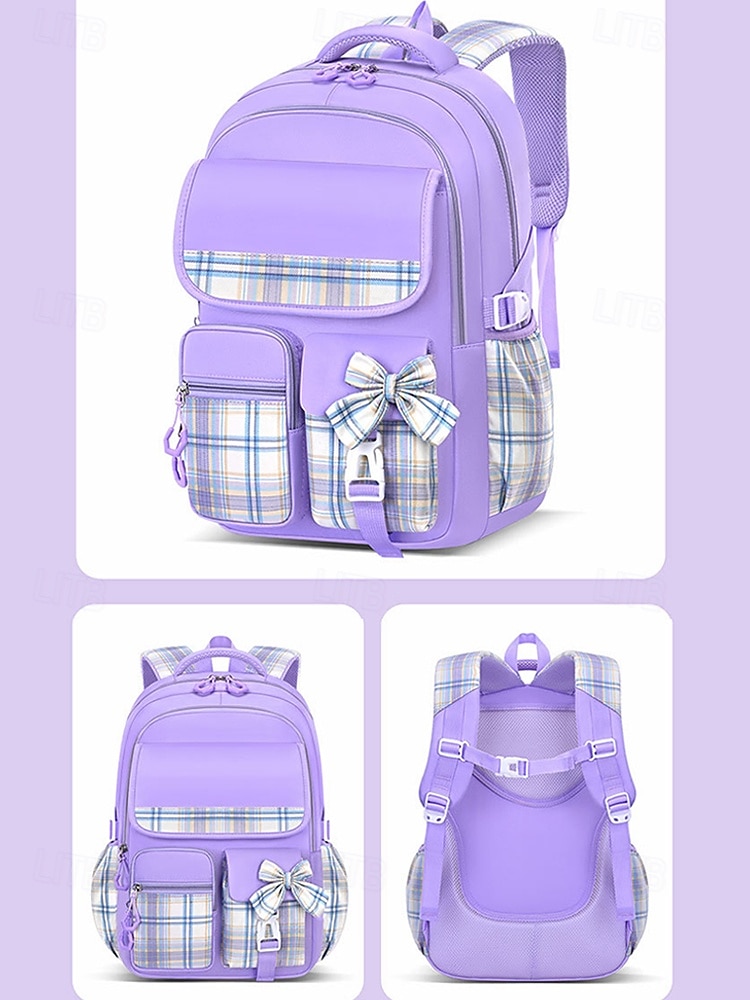 Sac à dos d'école imperméable grande capacité pour enfants – design à carreaux léger, bretelles confortables, idéal pour l'école quotidienne, les voyages et les activités de plein air des filles de 2025 ? $29.99 –P3