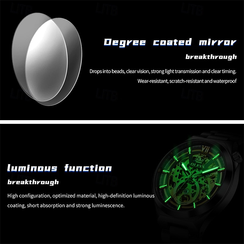 The New Olevs Brand Skeletonized Men'S Business Watch Waterproof Luminous Fashionable And Trendy Fully Automatic Mechanical Watch Casual Sports Men'S Wristwatch 2025 - $77.99 –P10