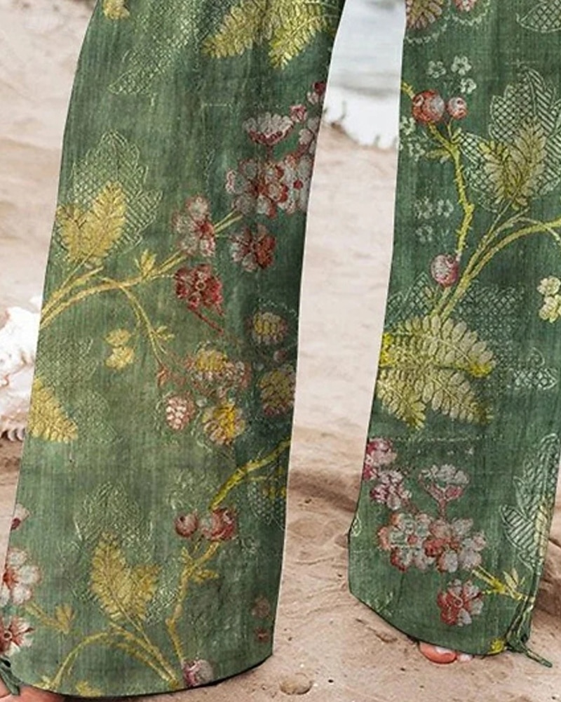 Per donna Gamba larga Pantaloni Pantaloni Palazzo Moda Boho Lunghezza intera Vita Alta Fiore Elastico in vita Coulisse Stampato Traspirabilità Confortevole Streetwear Abbigliamento quotidiano Uscire del 2025 a $22.99 –P3