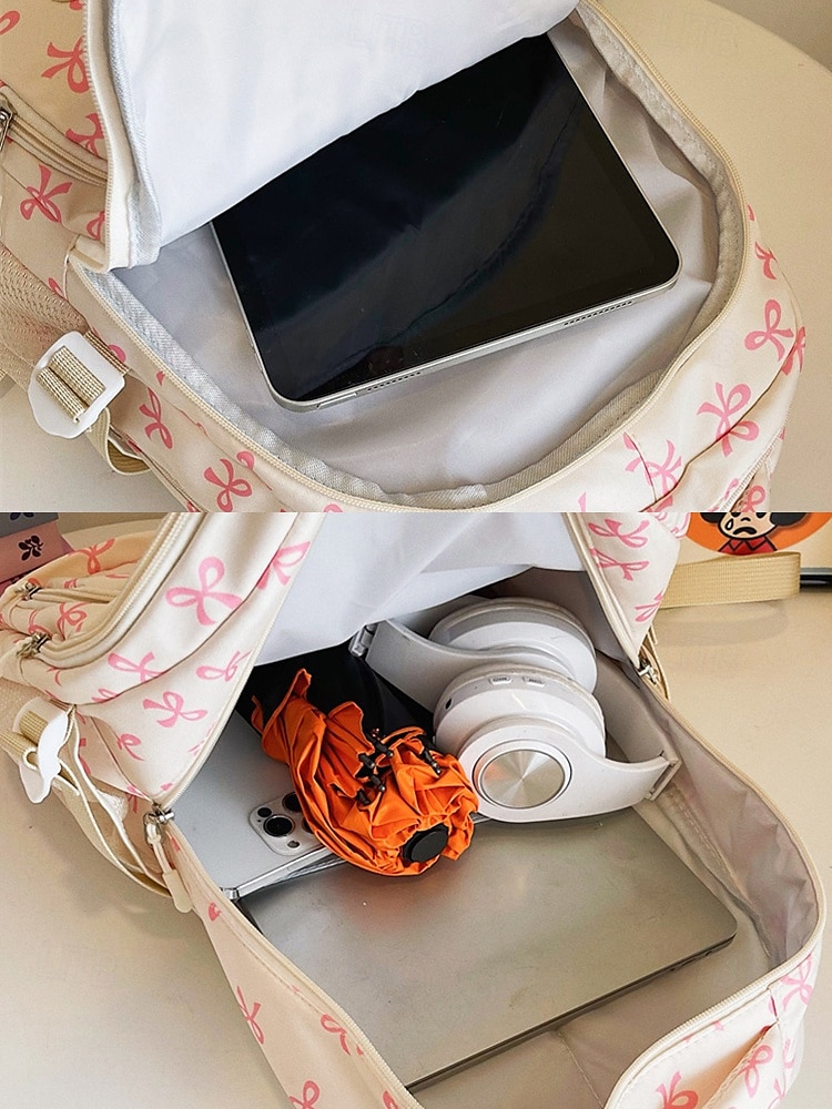 Set di 3 zaini scolastici per ragazze adolescenti: zaino in tela leggero con stampa di un grazioso fiocco rosa, borsa a tracolla di grande capacità e astuccio per matite, perfetto per la scuola, i viaggi e l'uso quotidiano. del 2025 a $26.99 –P10