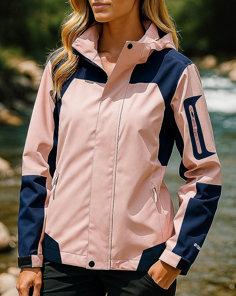 Dame Softshell jakke Turjakke Hardshell jakke Utendørs Vanntett Vindtett Lettvekt Turantrekk Turklær Vår Høst Topper Camping / fotturer / grotting Løp Lapper Mørkegrå Hvit Rosa 2026 - $35.99 –P5