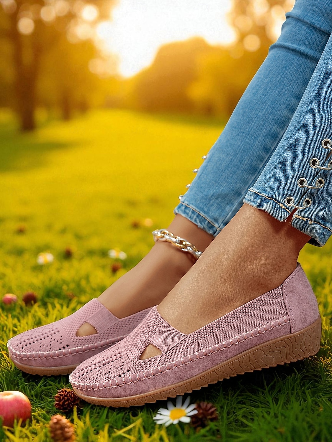 Atmungsaktive Flyknit Cut-Out-Loafer für Damen – leichte, lässige Schlupfschuhe für Gartenarbeit und Outdoor-Aktivitäten 2025 - $24.99 –P4