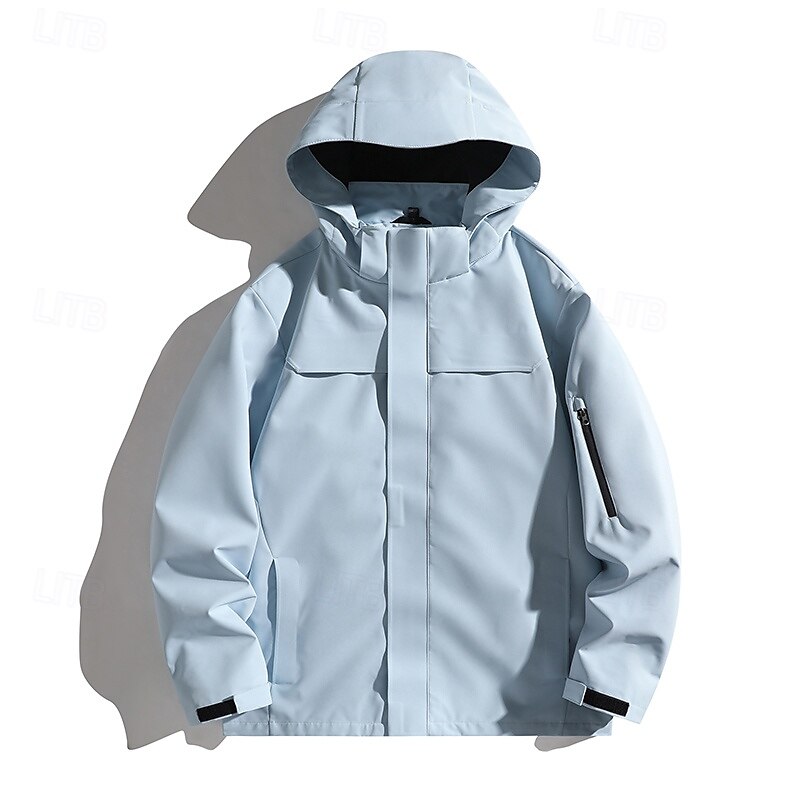 Herren Windjacke Wanderjacke Hardshelljacke Außen Wasserdicht Winddicht Wanderoutfits Wanderbekleidung Frühling Herbst Oberteil Camping / Wandern / Höhlenforschung Laufen Einfarbig Schwarz Armeegrün 2025 - $49.99 –P4